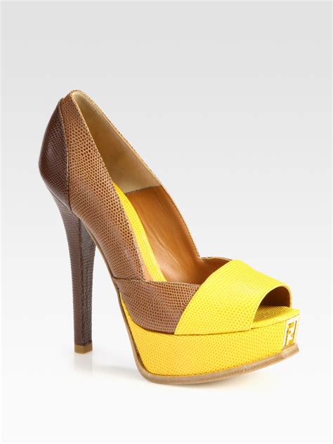 yellow fendi leather pumps|Fendi pumps saks.